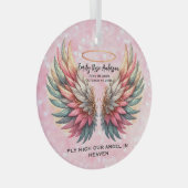 Customizable Angel Wings Memorial Ornament Aus Glas (Vorderseite Rechts)
