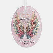 Customizable Angel Wings Memorial Ornament Aus Glas (Vorderseite links)