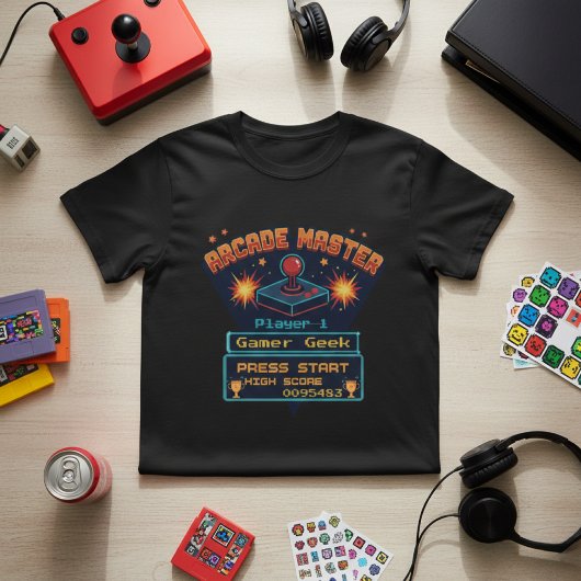 Customizable Arcade Master Retro Gamer T-Shirt