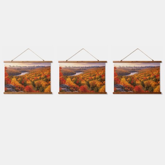 Customizable Autumn Wall Tapestry Set Home Gift Wandteppich Mit Holzrahmen (Dreifach)