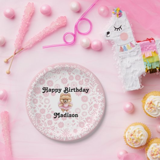 Customizable Ballerina Birthday 7" Paper Plate Pappteller (Party)