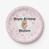 Customizable Ballerina Birthday 7" Paper Plate Pappteller (Vorderseite)
