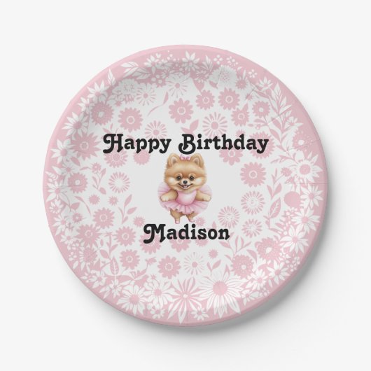 Customizable Ballerina Birthday 7" Paper Plate Pappteller (Vorderseite)