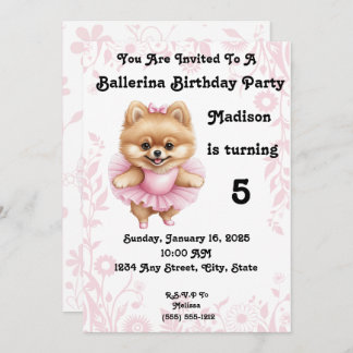 Customizable Ballerina Birthday Invitation 5 x 7 Einladung