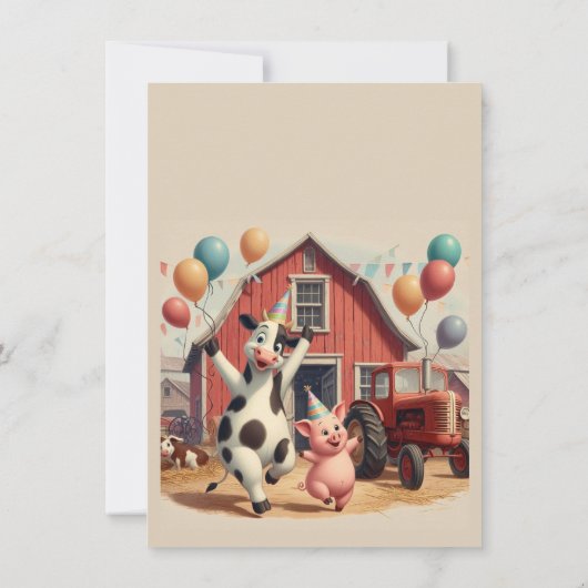 Customizable Barnyard Animal Birthday Einladung (Rückseite)