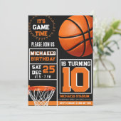 Customizable basketball birthday invitations einladung (Stehend Vorderseite)