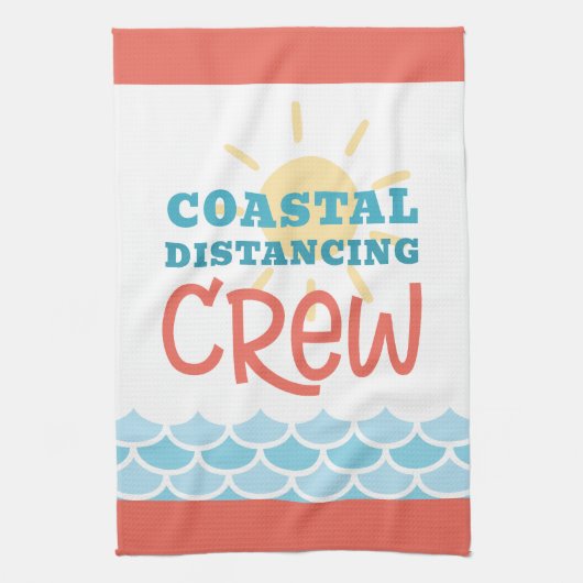 Customizable Beach Theme Sun Waves Geschirrtuch (Vertikal)