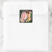 Customizable Beautiful Roses & Butterfly Quadratischer Aufkleber (Tasche)