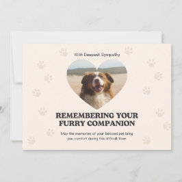 Customizable Beige Heart Photo Pet Loss Sympathy  Feiertagskarte