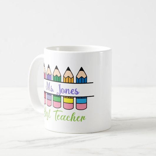 Customizable Best Teacher Appreciation Kaffeetasse (Vorderseite Links)