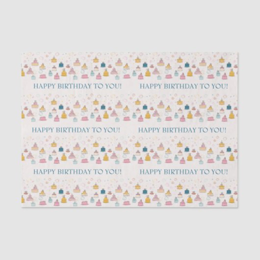 Customizable Birthday Cakes & Fireworks  Seidenpapier (Vorderseite)