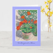 Customizable Birthday Card - Red Geraniums Karte (Gelbe Blume)
