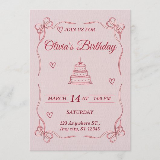 Customizable Birthday Invitation Card - Stylish Einladung (Vorderseite)