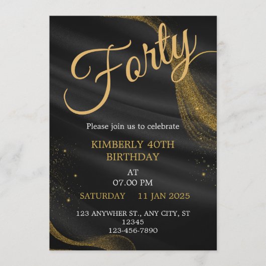 customizable birthday invite Elegant Birthday Card Einladung (Vorderseite)