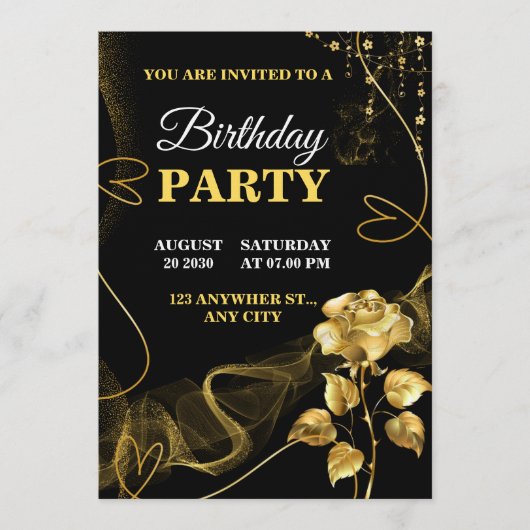 Customizable Birthday Invite elegant birthday card Einladung (Vorderseite)