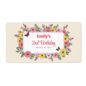 Customizable Birthday Party labels with Flowers (Vorne)