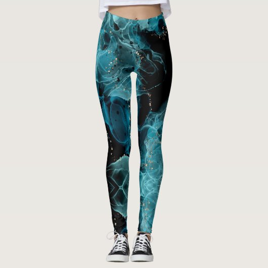 Customizable Black and Blue Leggings (Vorderseite)