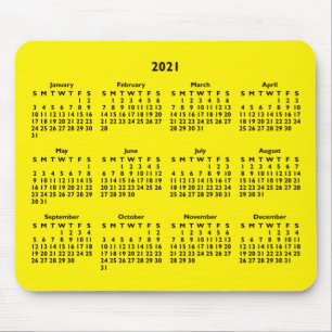 Customizable Black and Bright Yellow 2021 Calendar Mousepad
