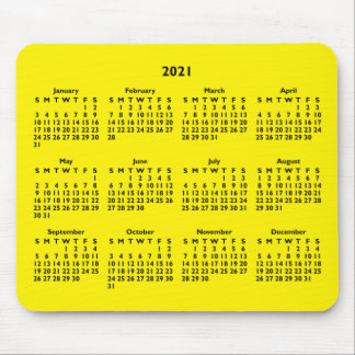 Customizable Black and Bright Yellow 2021 Calendar Mousepad