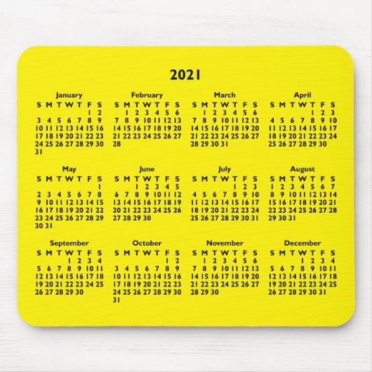Customizable Black and Bright Yellow 2021 Calendar Mousepad (Vorne)