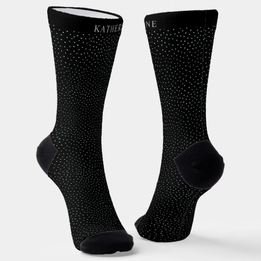 Customizable Black and White Polka Dot Design Socken (Gewinkelt)