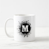 Customizable Black Ink Spot Double Monogram Mug Kaffeetasse (Links)