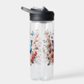 Customizable Blue Butterfly Floral Art-96279 Trinkflasche (Rechts)