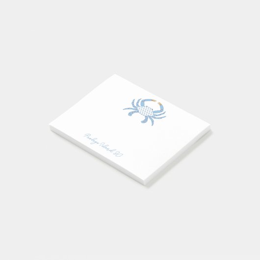 Customizable Blue Chic Crab Sticky Notes Post-it Klebezettel (angewinkelt)
