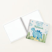 Customizable Blue Dinosaur Sketchbook Notizblock (Innenseite)