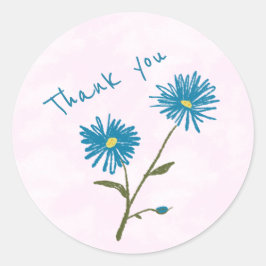 Customizable Blue Floral Thank You Envelope  Runder Aufkleber