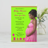 Customizable Blue Gold | Pregnant Downloadable Einladung (Stehend Vorderseite)