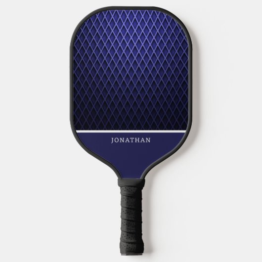 Customizable Blue Navy Diamond Pattern Pickleball Schläger (Vorderseite)