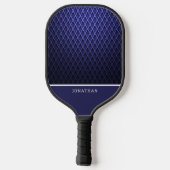 Customizable Blue Navy Diamond Pattern Pickleball Schläger (Rückseite)