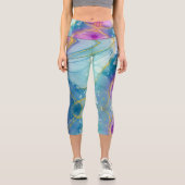 Customizable Blue Purple Gold High Waisted Capris (Vorderseite)