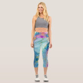 Customizable Blue Purple Gold High Waisted Capris (Vorderseite)