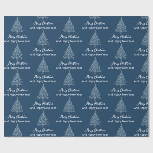 Customizable Blue White Christmas and New Year Geschenkpapier (Flach)