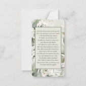 Customizable Botanical Memorial Prayer Card  Mitteilungskarte (Rückseite)