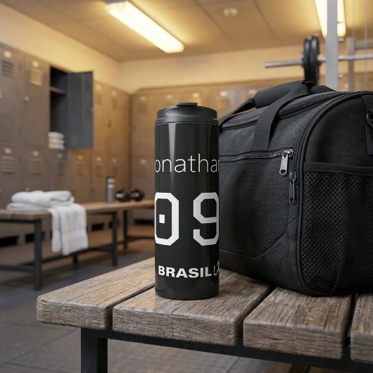 Customizable Brasil Soccer Team Monochromatic  Thermosbecher