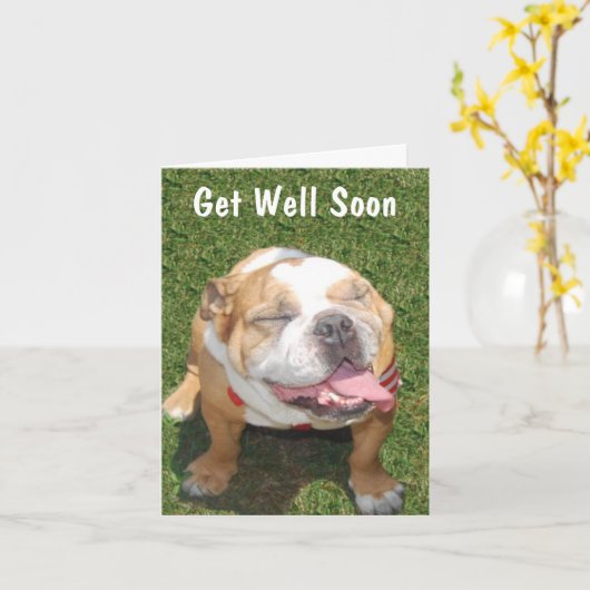 Customizable Bull Dog Get Well Card Karte (Gelbe Blume)