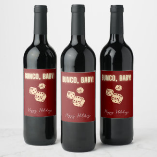 Customizable Bunco Holiday Wine Labels. Weinetikett
