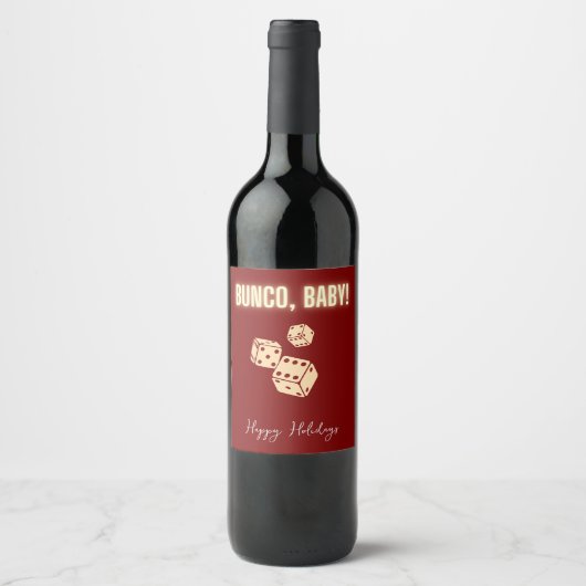 Customizable Bunco Holiday Wine Labels. Weinetikett (Vorderseite)