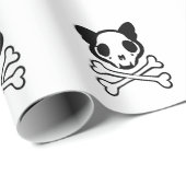 Customizable Cat Skull and Crossbones Geschenkpapier (Rolleneckpunkt)