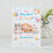 Customizable Cat-themed Baby Shower Invitation Einladung (Stehend Vorderseite)