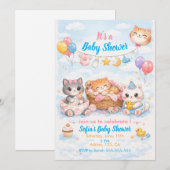 Customizable Cat-themed Baby Shower Invitation Einladung (Vorne/Hinten)
