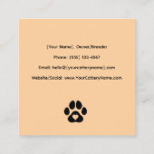 Customizable Cattery Business Card with Cat Photo Quadratische Visitenkarte (Rückseite)