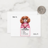 Customizable Cavalier King Charles Valentine Note Mitteilungskarte (Vorderseite/Rückseite Beispiel)