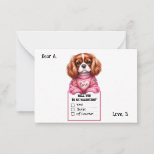 Customizable Cavalier King Charles Valentine Note Mitteilungskarte