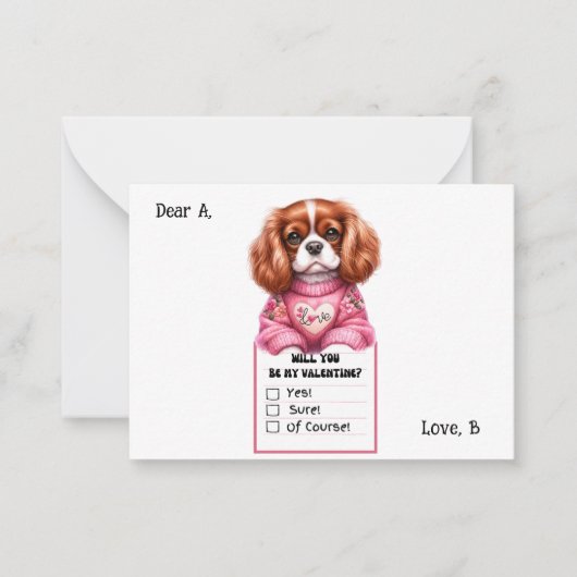 Customizable Cavalier King Charles Valentine Note Mitteilungskarte (Vorderseite)