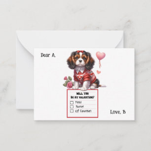 Customizable Cavalier King Charles Valentine Note Mitteilungskarte