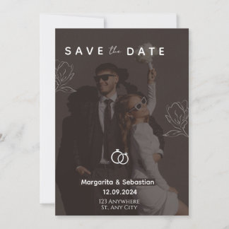 Customizable Chic Black with photo save the date Einladung